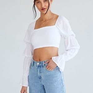 (NWT) Glassons Shirred Long Sleeve Cropped Blouse